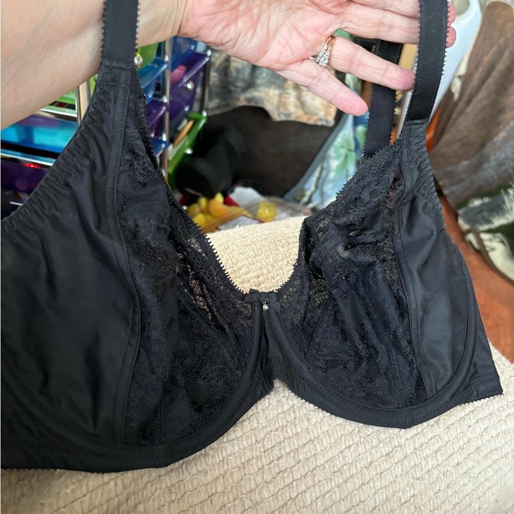 Sculptress by Panache Black Lace Full Suppt Comfort Straps Underwire Bra Sz 34G